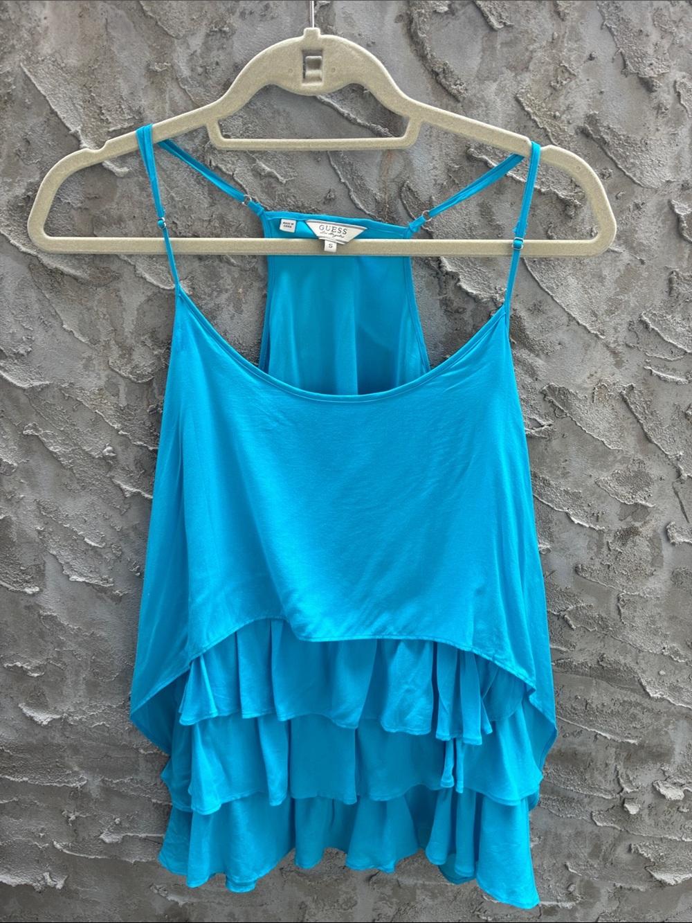 Guess Turquoise Tiered Ruffle Cami with Racerback